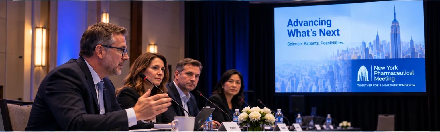 New York Pharmaceutical Meeting panel discussion during live event execution