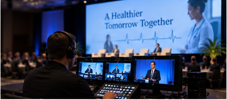 Live event camera and video production control system supporting a healthcare conference